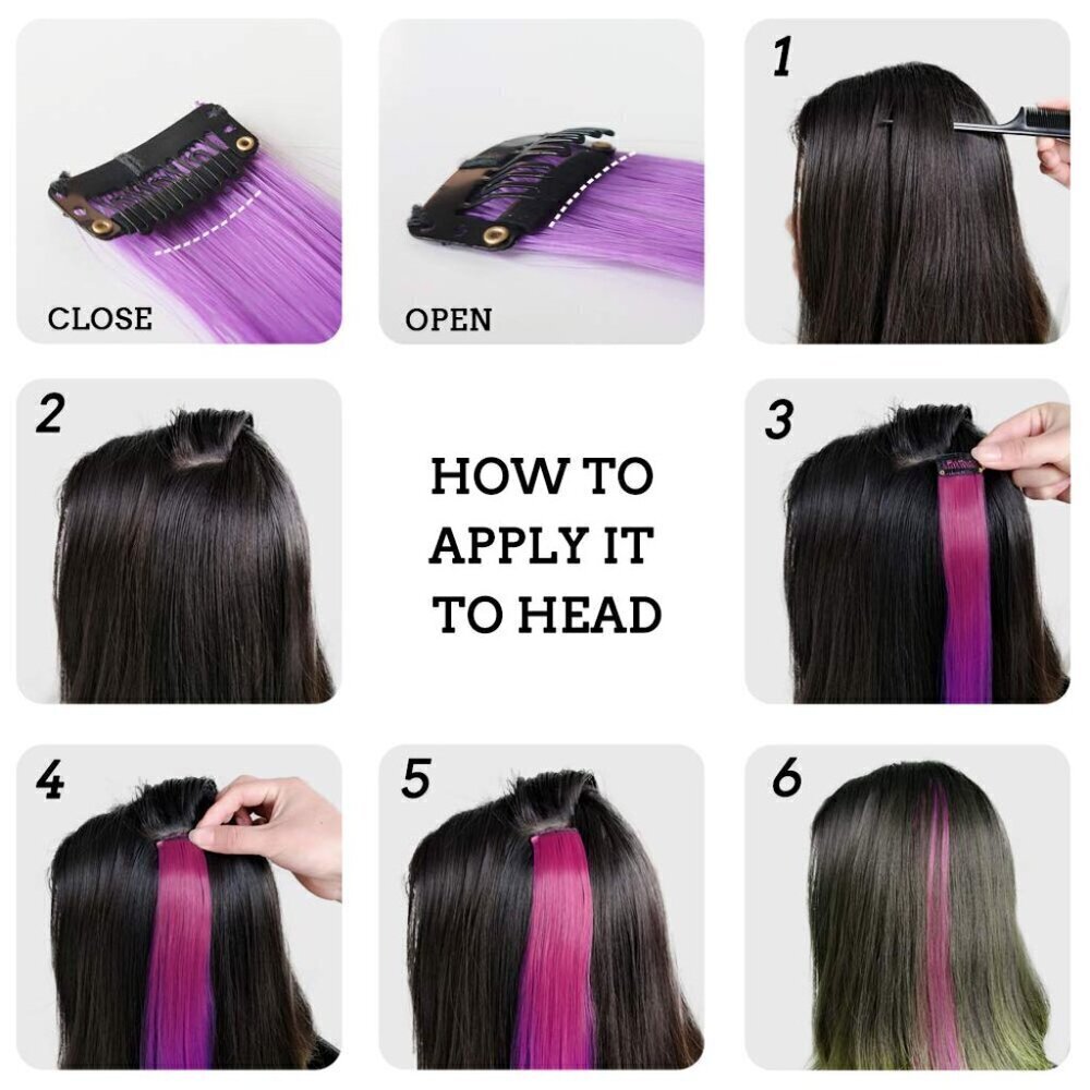 32Packs Colored Hair Extensions 20Inch Straight Color Clip in on Hair Extension - Picture 6 of 9